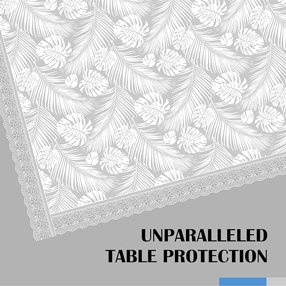 White Leaf Printed Table Cover