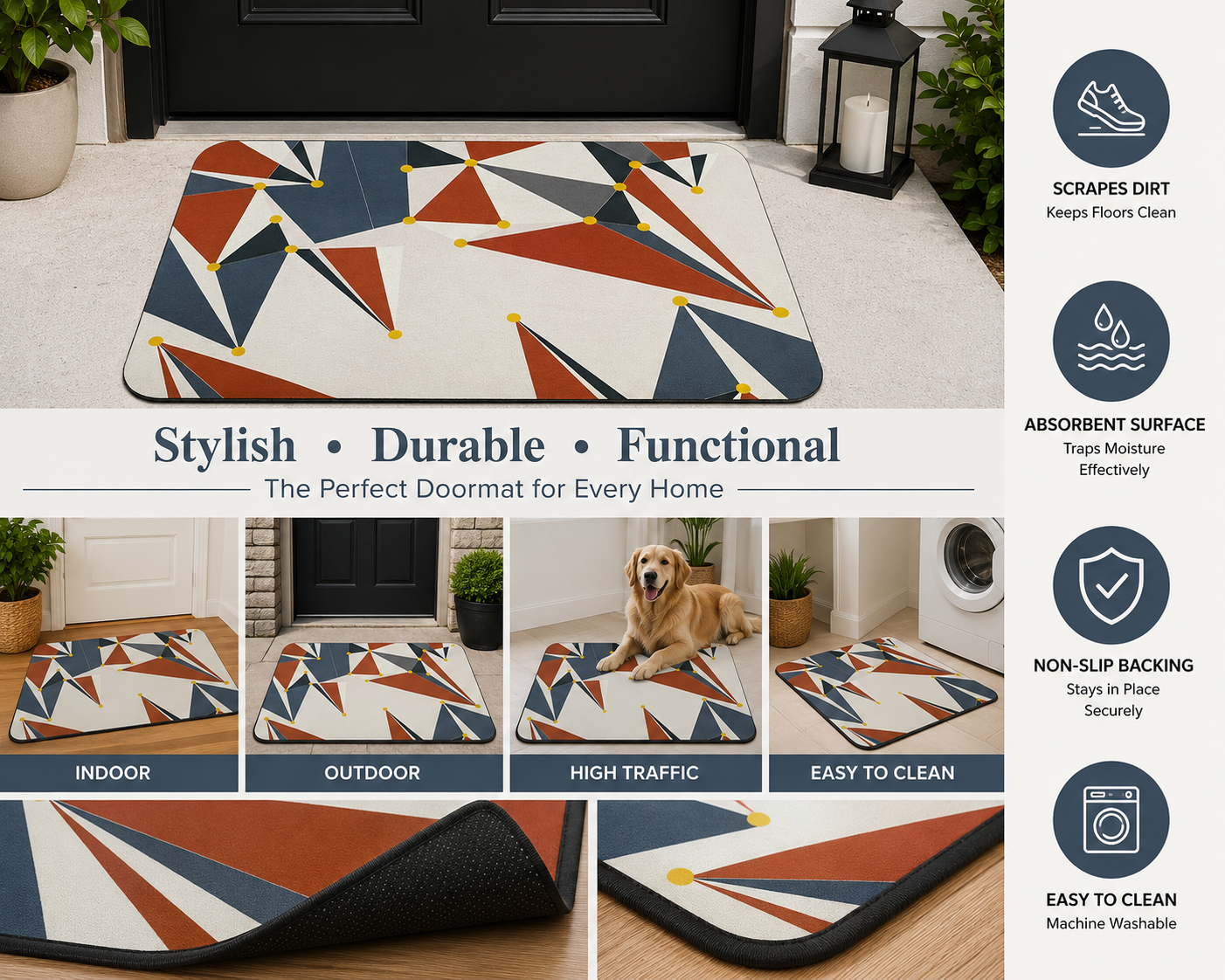 Premium Non-Slip Door Mat – Stylish, Durable & Super Absorbent Floor Mat for Indoor & Outdoor Use