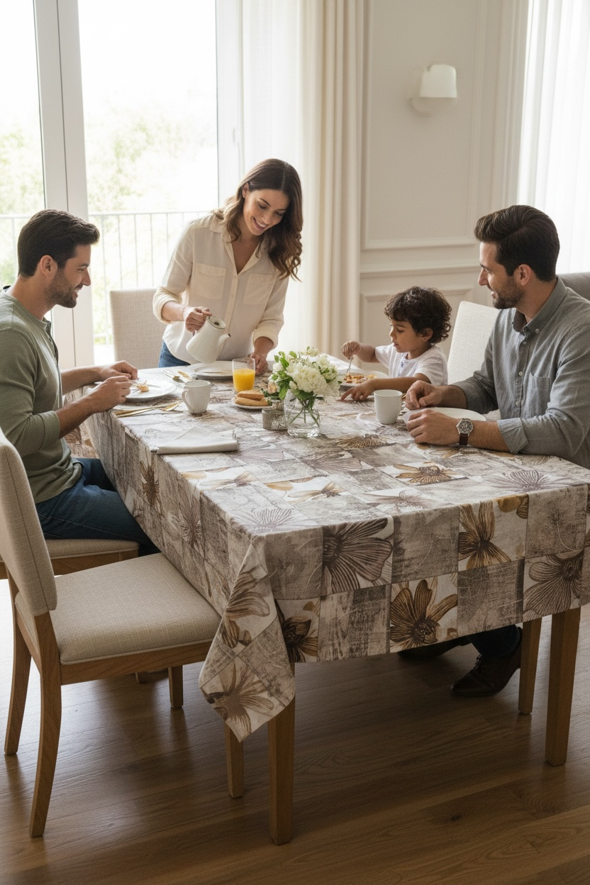 Luxury Print Table Cover – Elegant Dining Table Cover for Modern Homes