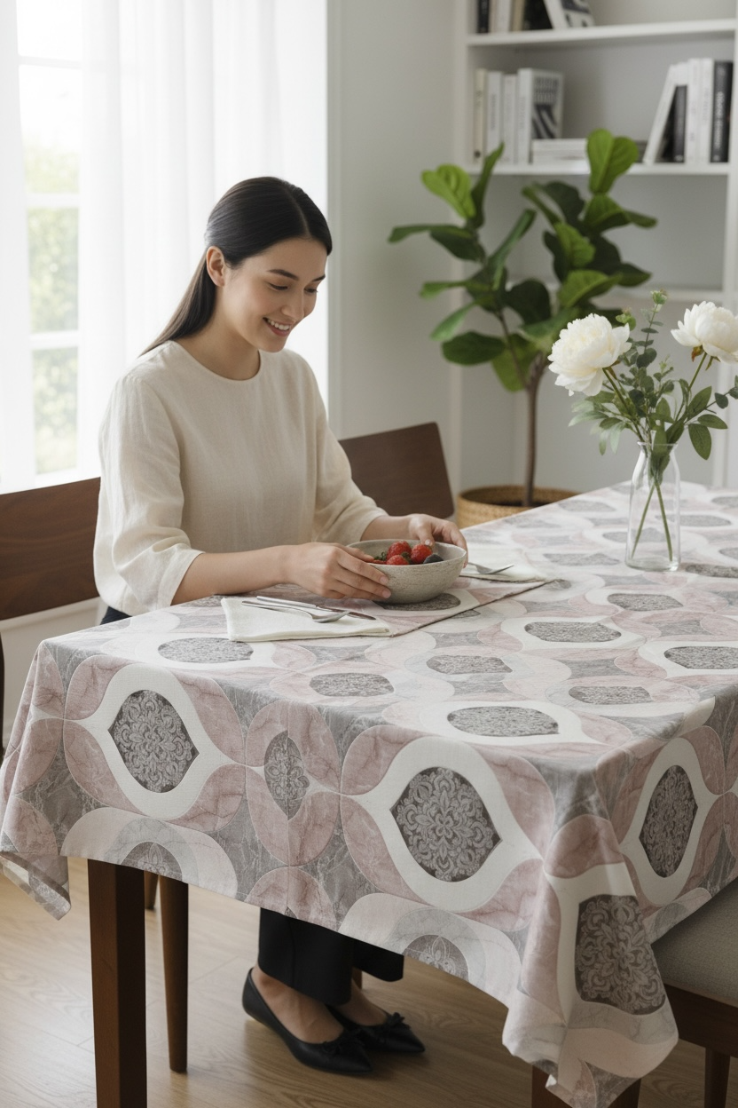Luxury Print Table Cover – Elegant Dining Table Cover for Modern Homes