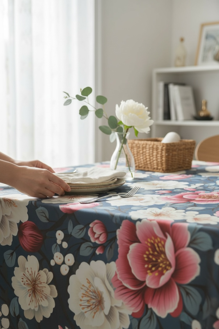 Luxury Print Table Cover – Elegant Dining Table Cover for Modern Homes