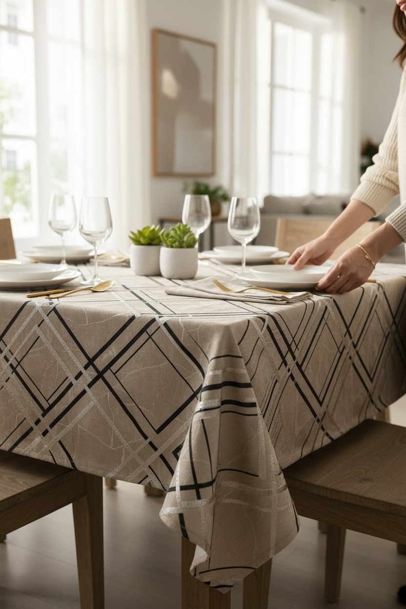 Luxury Print Table Cover – Elegant Dining Table Cover for Modern Homes