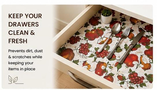 Premium Anti-Slip Shelf & Drawer Liner – Easy Roll & Space Saving Design
