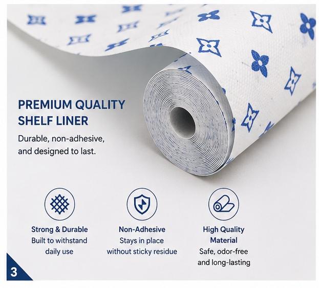 Premium Anti-Slip Shelf & Drawer Liner – Easy Roll & Space Saving Design