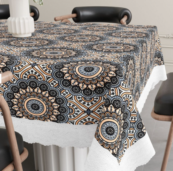Black Rangoli Jio Table Cover