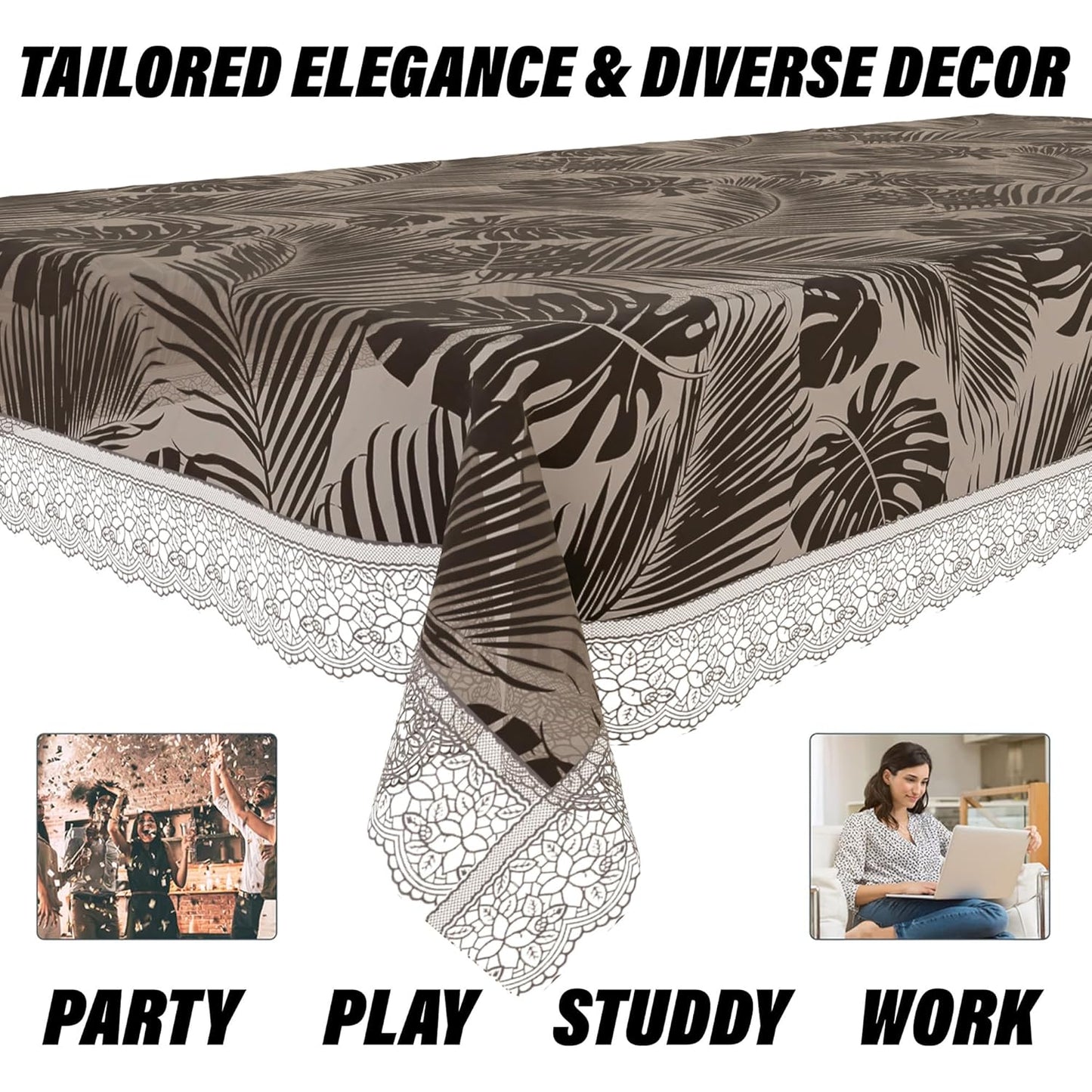 Brown Leaf Printed Table Cover