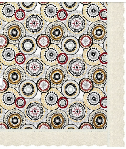 White Rangoli Printed Table Cover