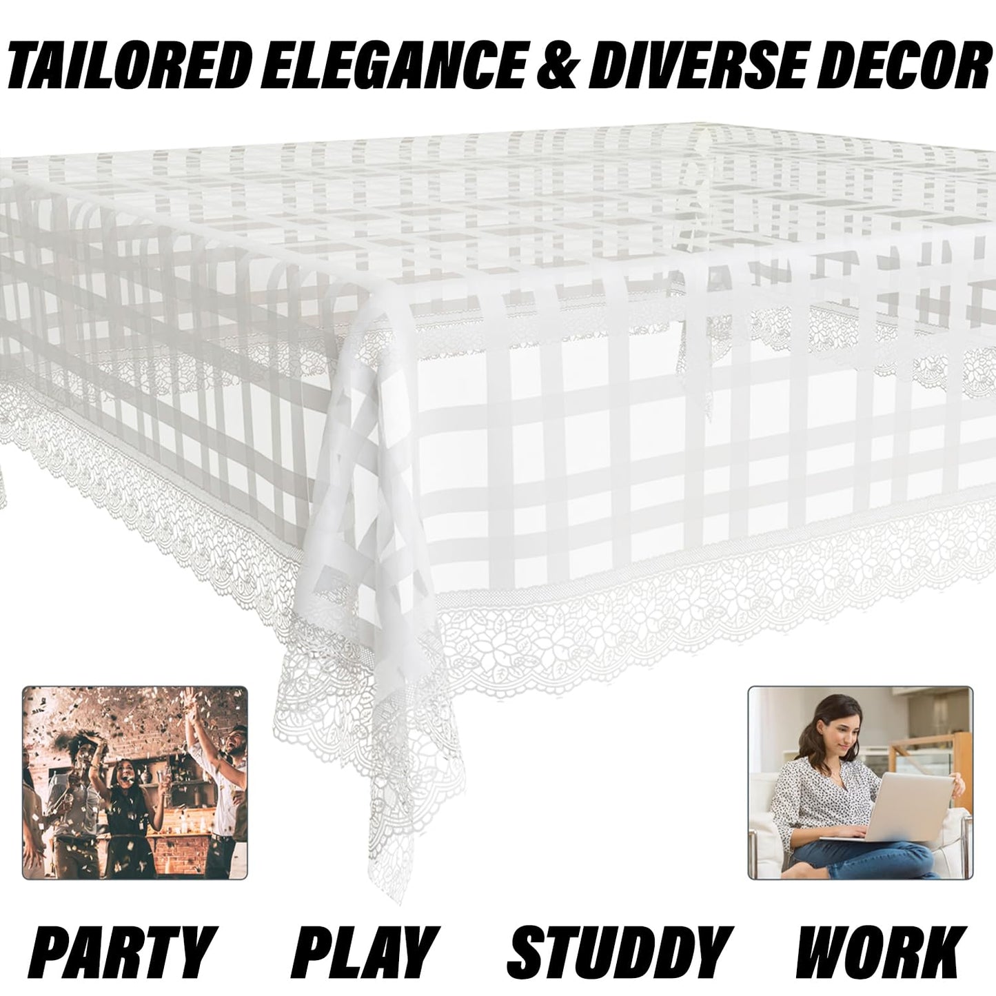 White Check Printed Table Cover