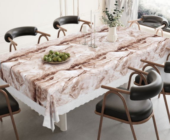 Brown Marble Printed Table Cover