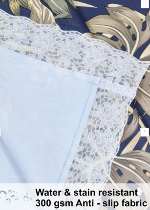 Blue Green Leaf Printed Table Cover