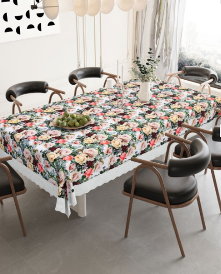 White Rose Printed Table Cover