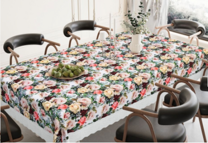 White Rose Printed Table Cover