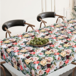 White Rose Printed Table Cover