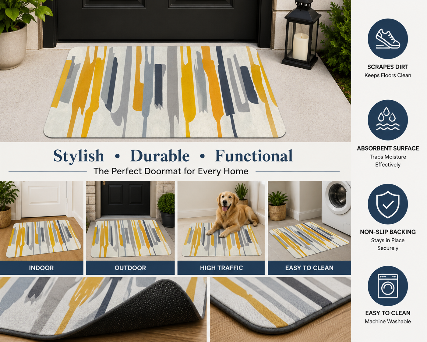 Premium Non-Slip Door Mat – Stylish, Durable & Super Absorbent Floor Mat for Indoor & Outdoor Use