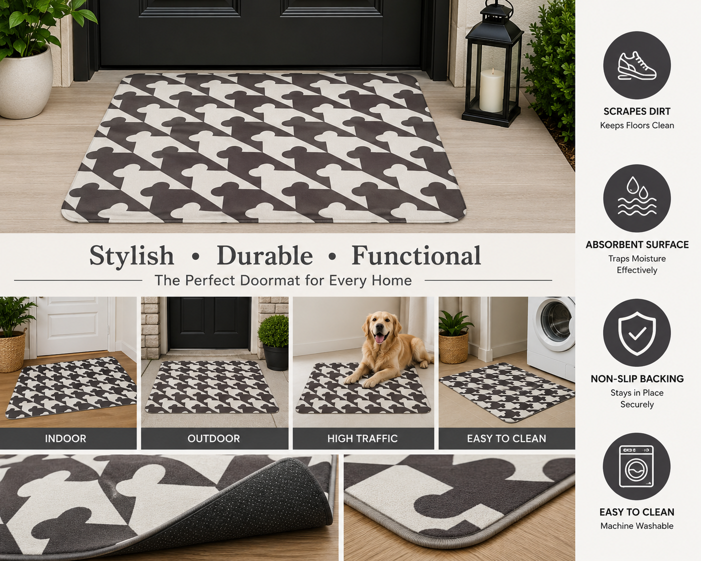 Premium Non-Slip Door Mat – Stylish, Durable & Super Absorbent Floor Mat for Indoor & Outdoor Use