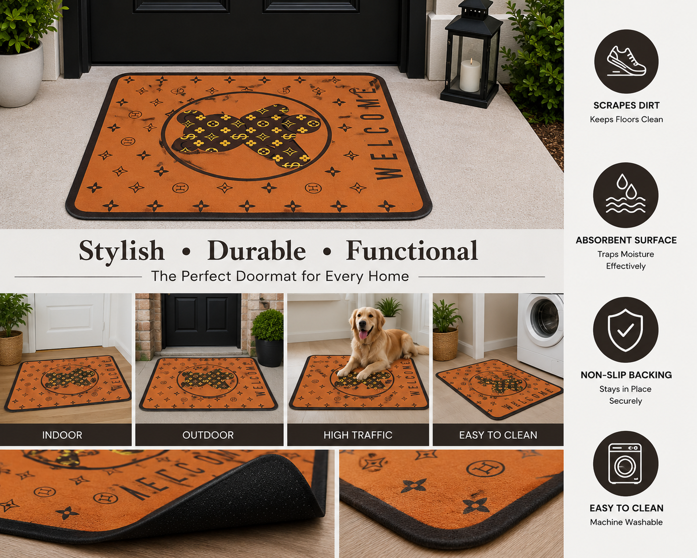 Premium Non-Slip Door Mat – Stylish, Durable & Super Absorbent Floor Mat for Indoor & Outdoor Use