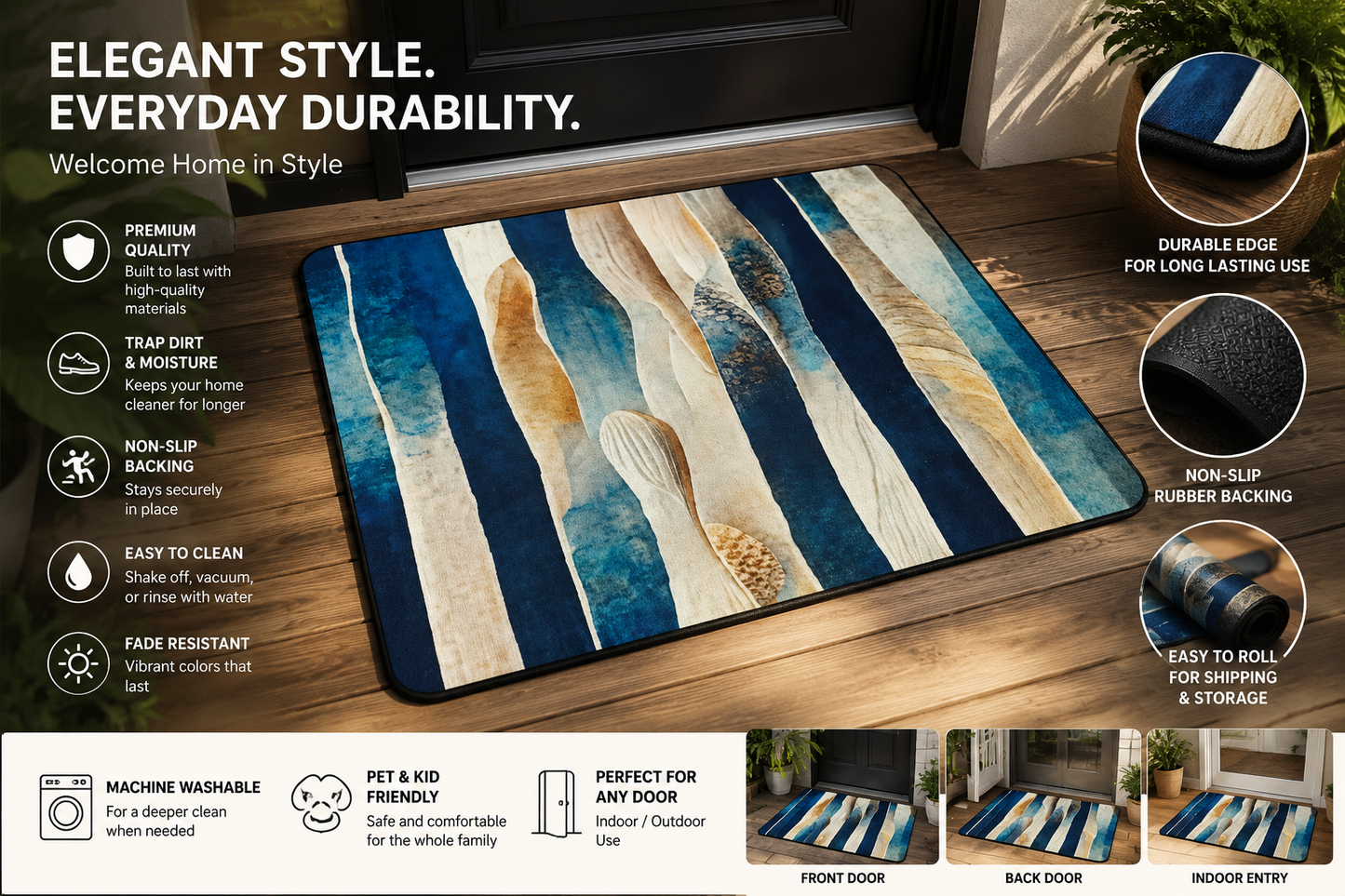 Premium Non-Slip Door Mat – Stylish, Durable & Super Absorbent Floor Mat for Indoor & Outdoor Use