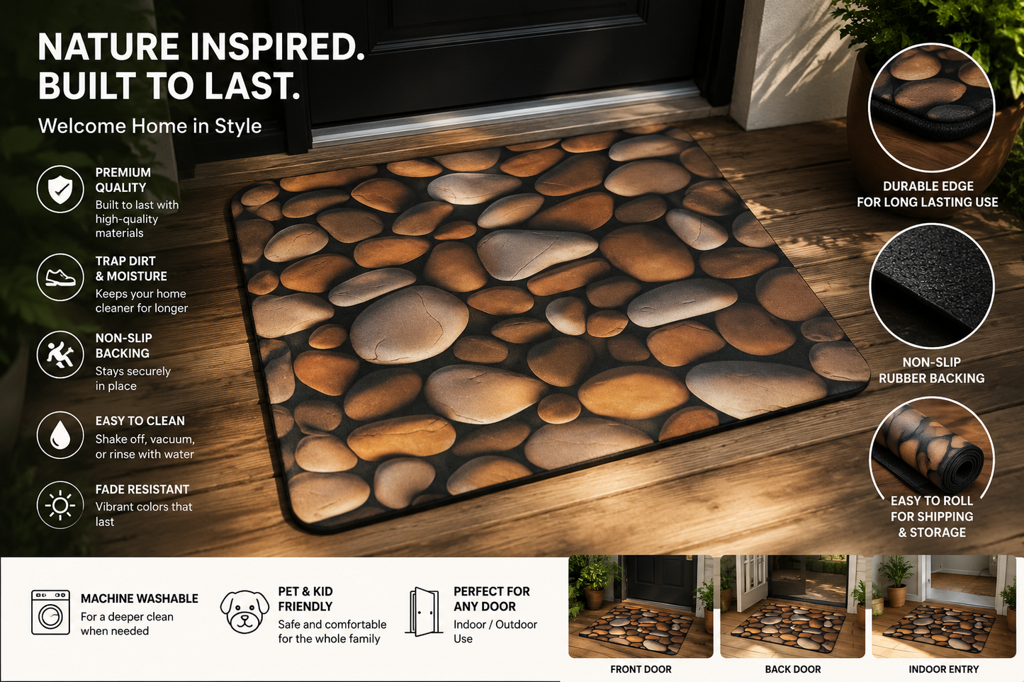 Premium Non-Slip Door Mat – Stylish, Durable & Super Absorbent Floor Mat for Indoor & Outdoor Use