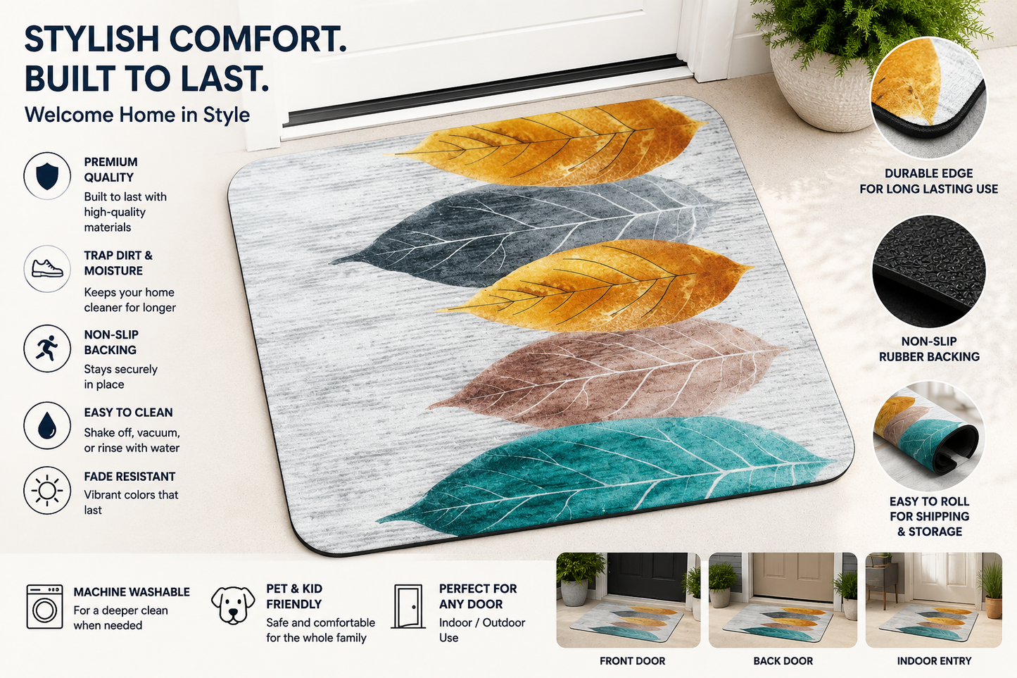 Premium Non-Slip Door Mat – Stylish, Durable & Super Absorbent Floor Mat for Indoor & Outdoor Use