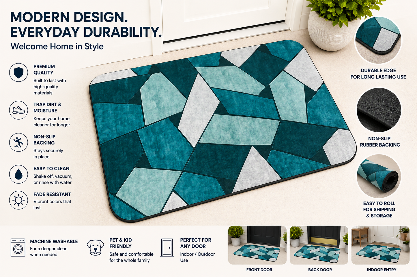 Premium Non-Slip Door Mat – Stylish, Durable & Super Absorbent Floor Mat for Indoor & Outdoor Use