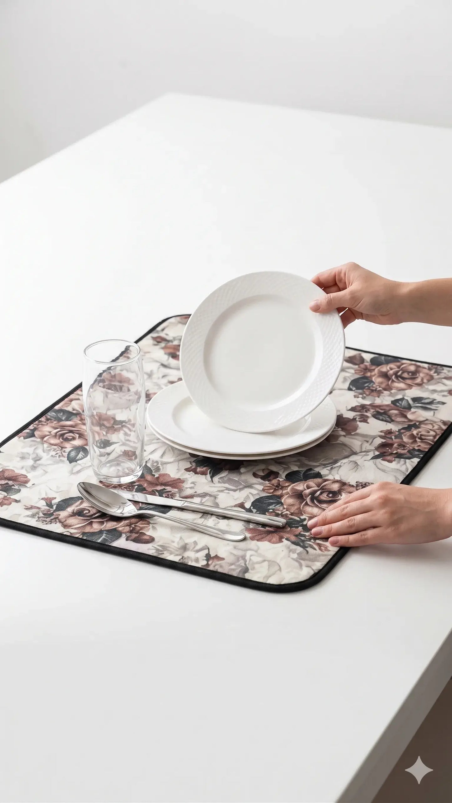 Floral Printed Dish Dry Mat for Kitchen
