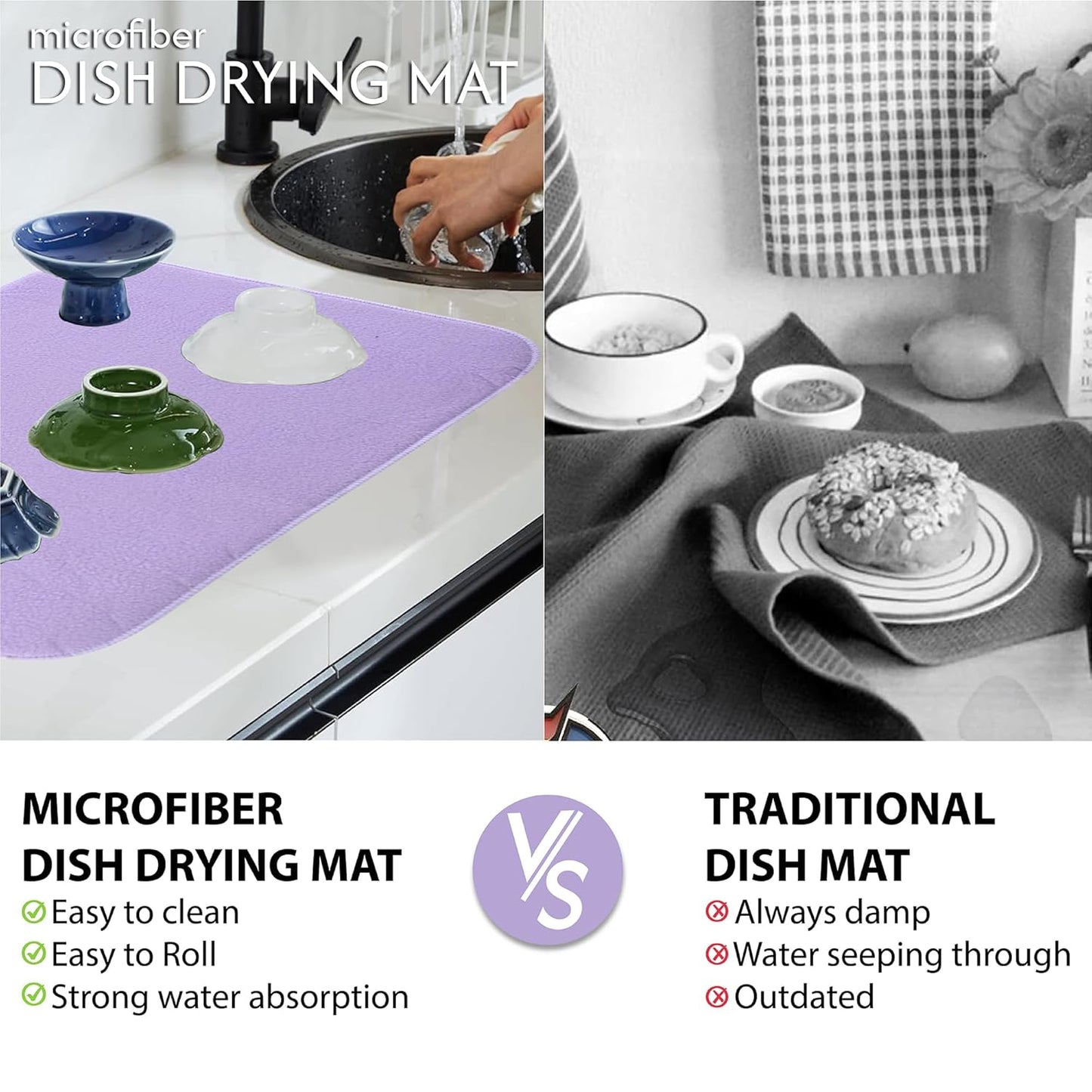 FreshDry Microfiber Dish Drying Mat