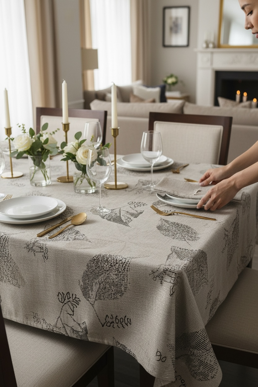Luxury  Print Table Cover – Elegant Dining Table Cover for Modern Homes