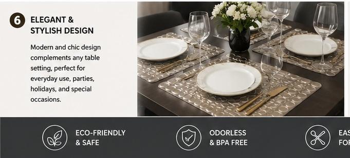 Premium Quality Washable Dining Table Mats for Home & Kitchen