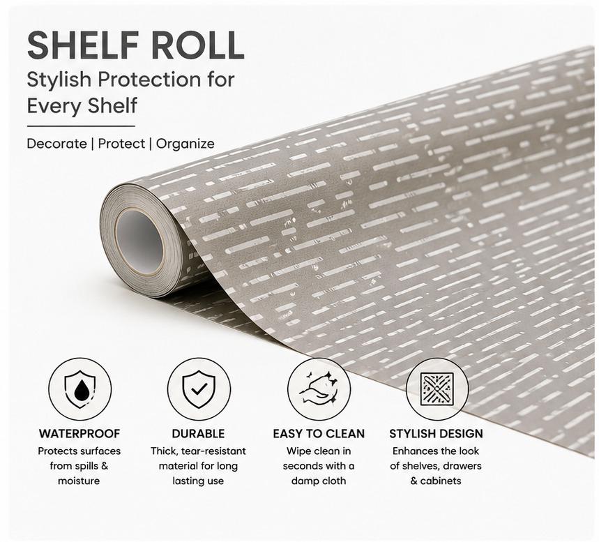 Premium Anti-Slip Shelf & Drawer Liner – Easy Roll & Space Saving Design