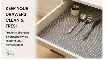 Premium Anti-Slip Shelf & Drawer Liner – Easy Roll & Space Saving Design
