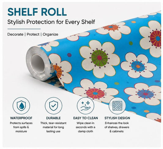 Premium Anti-Slip Shelf & Drawer Liner – Easy Roll & Space Saving Design