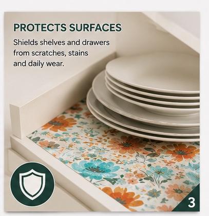 Premium Anti-Slip Shelf & Drawer Liner – Easy Roll & Space Saving Design