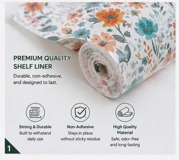 Premium Anti-Slip Shelf & Drawer Liner – Easy Roll & Space Saving Design