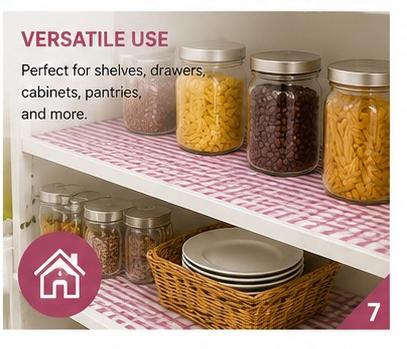 Premium Anti-Slip Shelf & Drawer Liner – Easy Roll & Space Saving Design