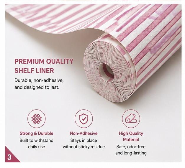 Premium Anti-Slip Shelf & Drawer Liner – Easy Roll & Space Saving Design