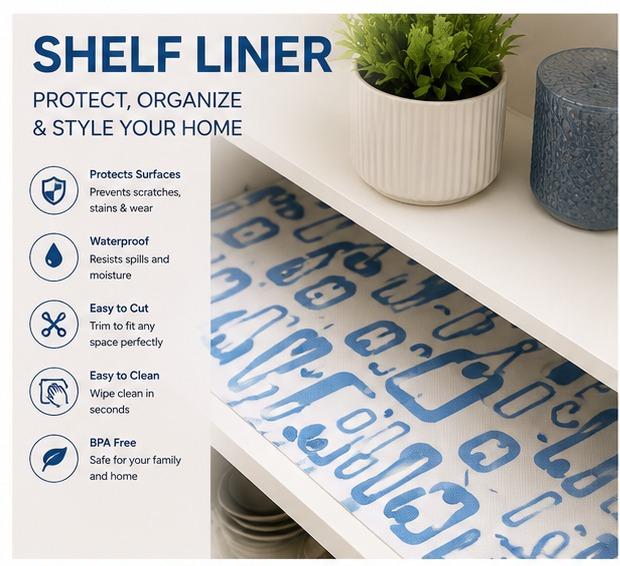 Premium Anti-Slip Shelf & Drawer Liner – Easy Roll & Space Saving Design