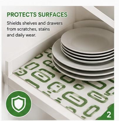 Premium Anti-Slip Shelf & Drawer Liner – Easy Roll & Space Saving Design