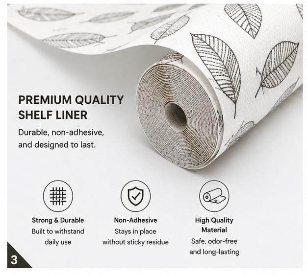 Premium Anti-Slip Shelf & Drawer Liner – Easy Roll & Space Saving Design