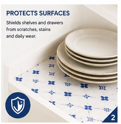Premium Anti-Slip Shelf & Drawer Liner – Easy Roll & Space Saving Design