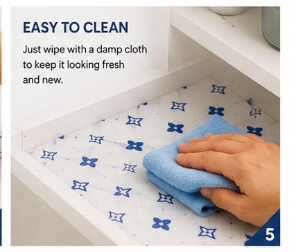 Premium Anti-Slip Shelf & Drawer Liner – Easy Roll & Space Saving Design