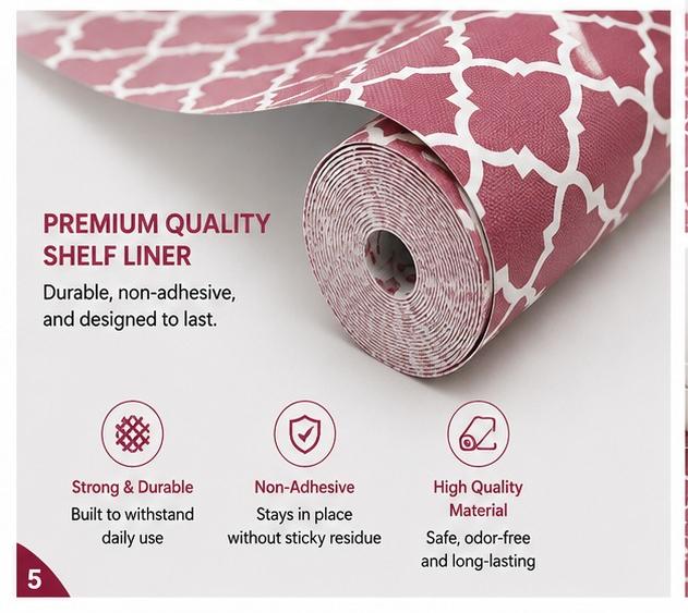 Premium Anti-Slip Shelf & Drawer Liner – Easy Roll & Space Saving Design