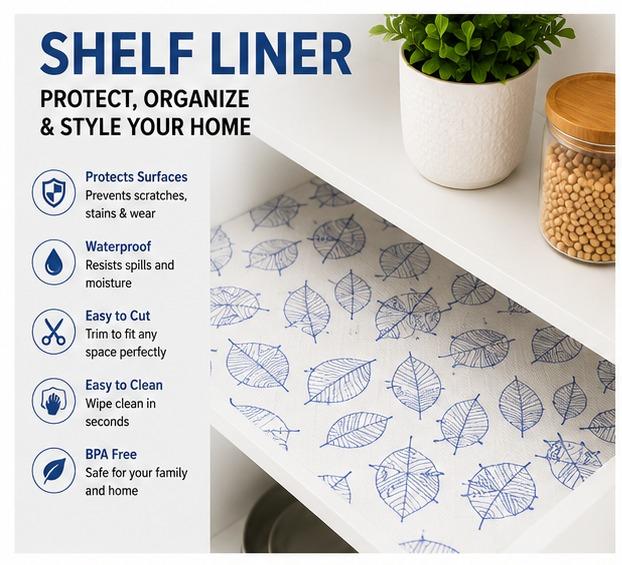 Premium Anti-Slip Shelf & Drawer Liner – Easy Roll & Space Saving Design