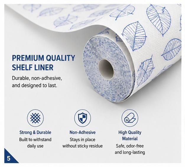 Premium Anti-Slip Shelf & Drawer Liner – Easy Roll & Space Saving Design