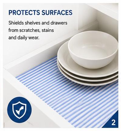 Premium Anti-Slip Shelf & Drawer Liner – Easy Roll & Space Saving Design