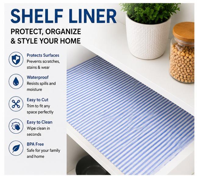 Premium Anti-Slip Shelf & Drawer Liner – Easy Roll & Space Saving Design