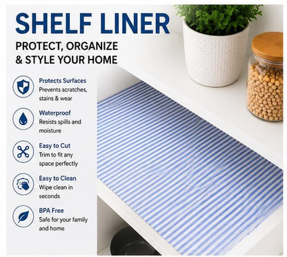 Premium Anti-Slip Shelf & Drawer Liner – Easy Roll & Space Saving Design