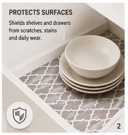 Premium Anti-Slip Shelf & Drawer Liner – Easy Roll & Space Saving Design