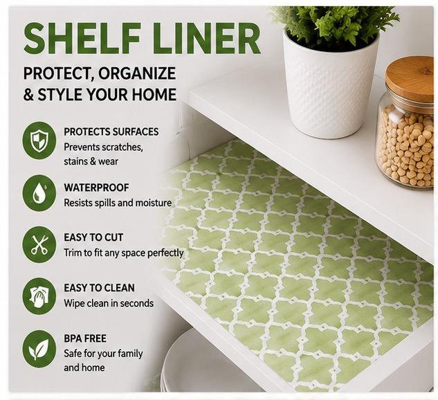 Premium Anti-Slip Shelf & Drawer Liner – Easy Roll & Space Saving Design