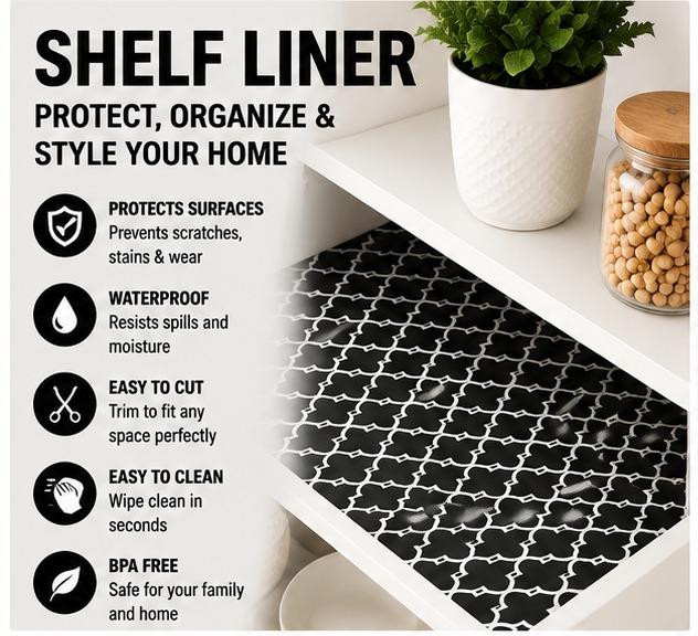 Premium Anti-Slip Shelf & Drawer Liner – Easy Roll & Space Saving Design