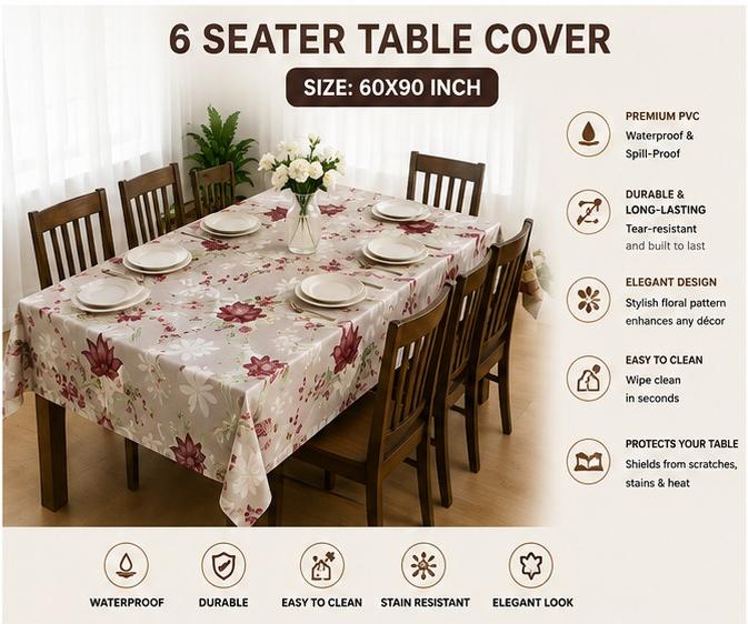FLORINA Stylish Dining Table Cover with Premium Finish
